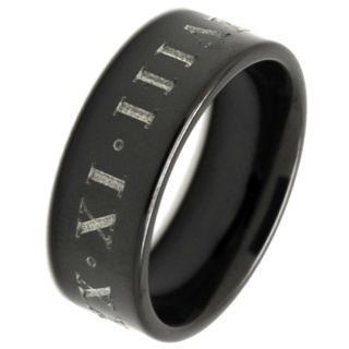 Polished Black Zirconium Ring with Roman Numerals