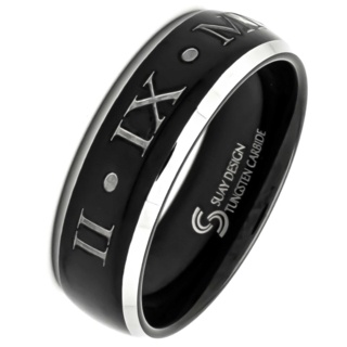 Personalised Roman Numeral Black Tungsten Ring