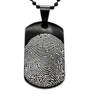 Personalised Fingerprint Black Dog tag Necklace
