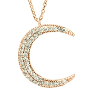 Rose Gold Crystal Crescent Moon Necklace