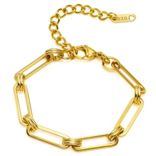 Gold Stainless Steel Oval Link Bracelet