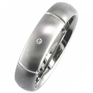 Dome Profile Diamond Titanium Wedding Ring