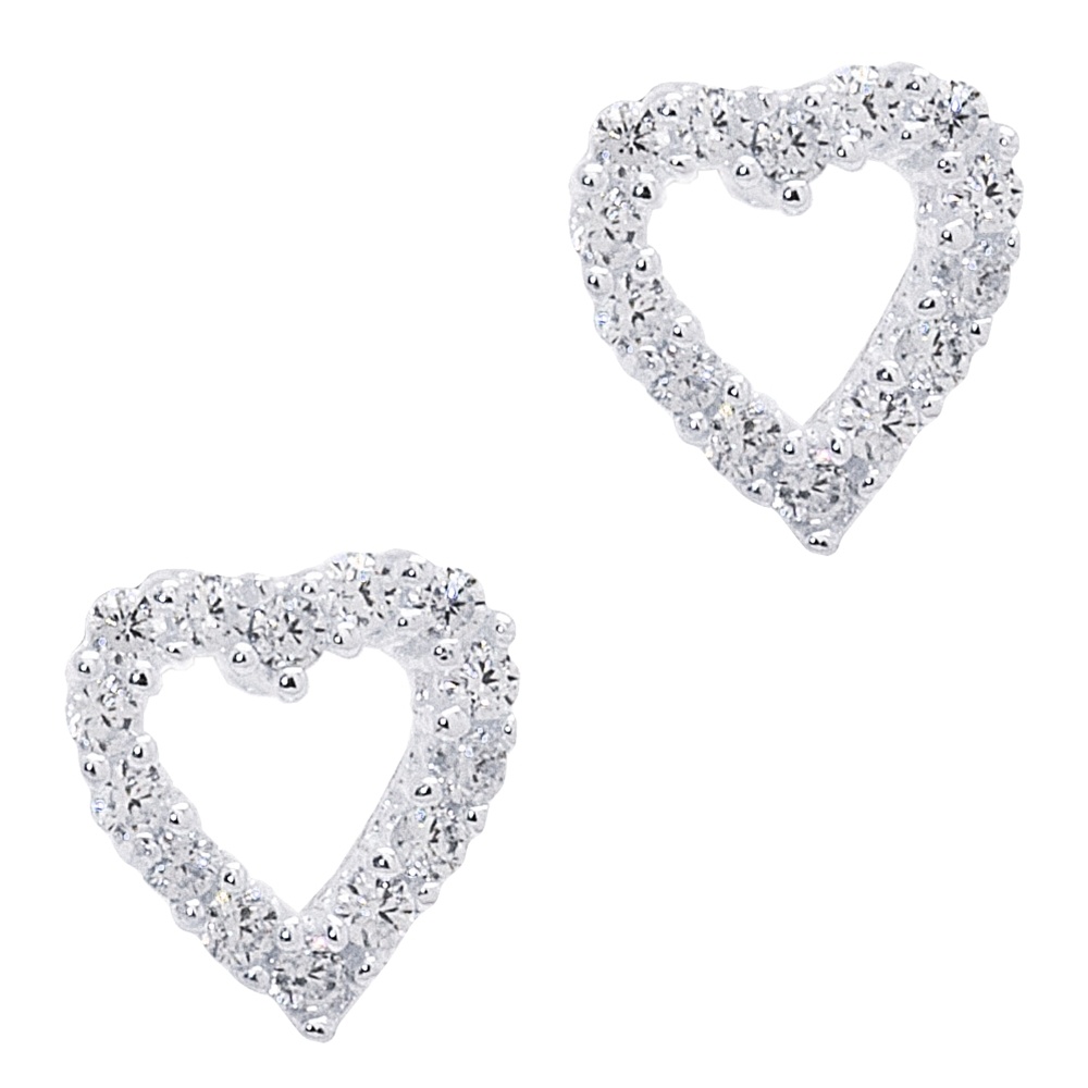 925 Silver Cubic Zirconia Crystal Heart Earrings