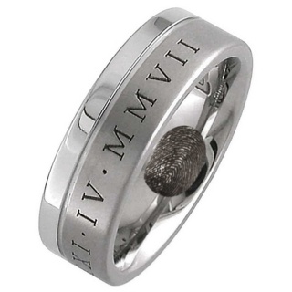Memorial Titanium Ring With Custom Date & Hidden Fingerprint