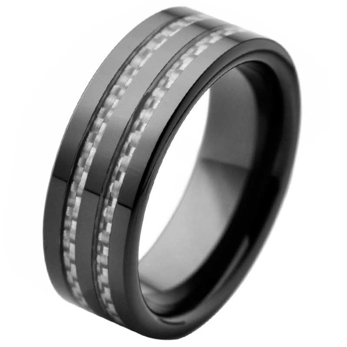Satisfaction Black Ceramic Ring | Inlaid Rings | Suay Design