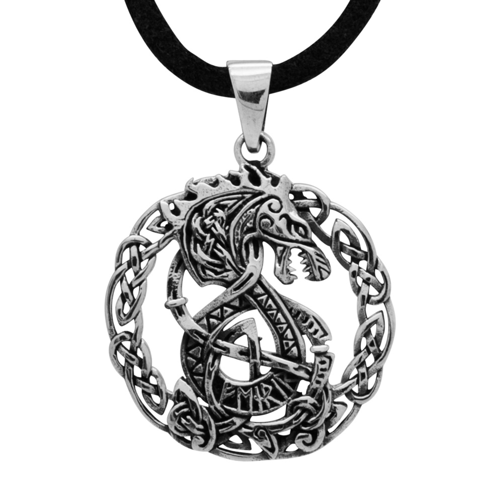 925 Silver Circular Dragon Necklace | Steel, Silver & Ceramic | Suay Design