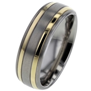 18ct Gold Twin Inlay Titanium Wedding Ring