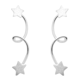 Silver Shooting Star Spiral Earrings