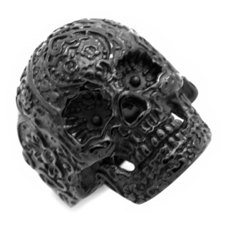 Detailed Black Steel Skull Ring