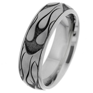 Patterned Flamed Titanium Ring 