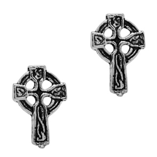 925 Silver Celtic Cross Stud Earrings 