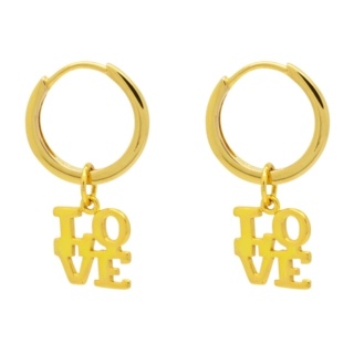 Gold Hoops with Love Charm