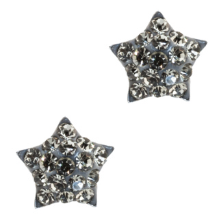Black Diamond Crystal Silver Star Earrings