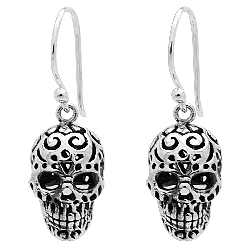 925 Silver Skull Drop Earrings | Gold & Silver Earrings & Cuffs | Suay ...