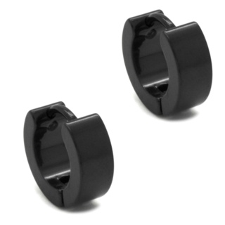 Midi Black Stainless Steel Huggie Earrings