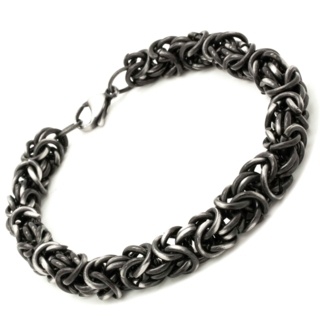 Oxidised Stainless Steel Byzantine Bracelet  
