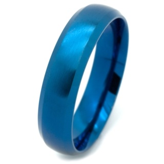 Two Tone Neon Blue Steel Ring