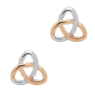 925 Silver & Rose Gold Triquetra Celtic Earrings
