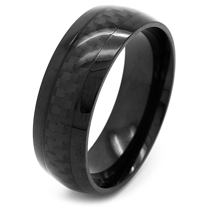 Dome Profile Black Carbon Steel Ring | Stainless Steel Rings | Suay Design