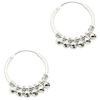 925 Silver Beaded Hoop Earrings