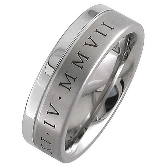 Custom Date Roman Numeral Black and Natural Zirconium Wedding Ring – Suay  Men