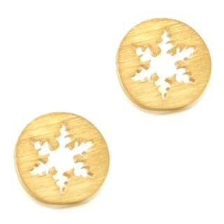Gold Circular Snowflake Earrings