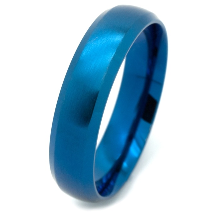 Two Tone Neon Blue Steel Ring | Stainless Steel Rings | Suay Design