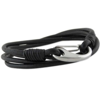 Minnesota Black Leather Bracelet