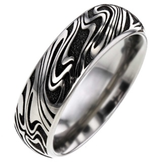 Damascus Style Titanium Ring
