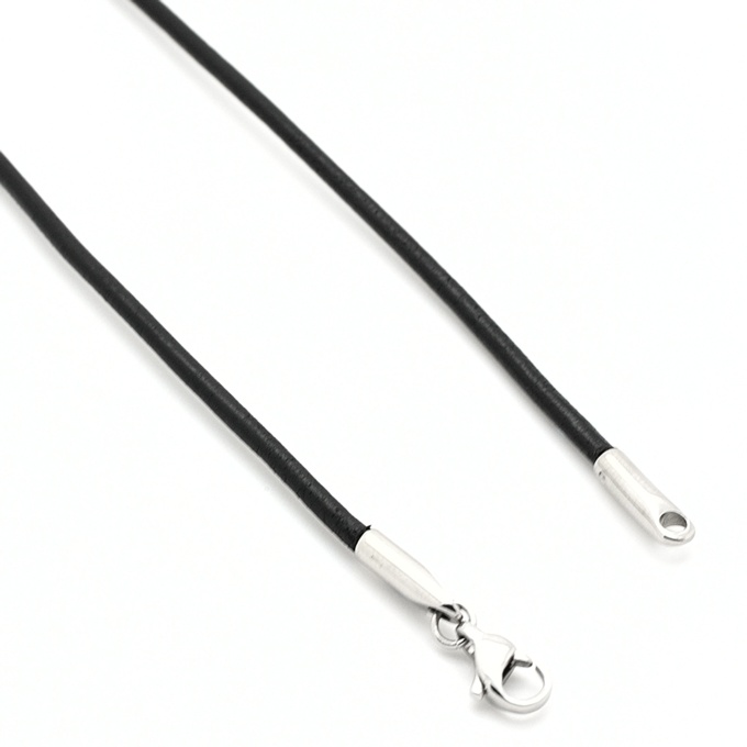Soft Round Black Leather 2mm Necklace Steel Clasp | Leather Necklaces ...