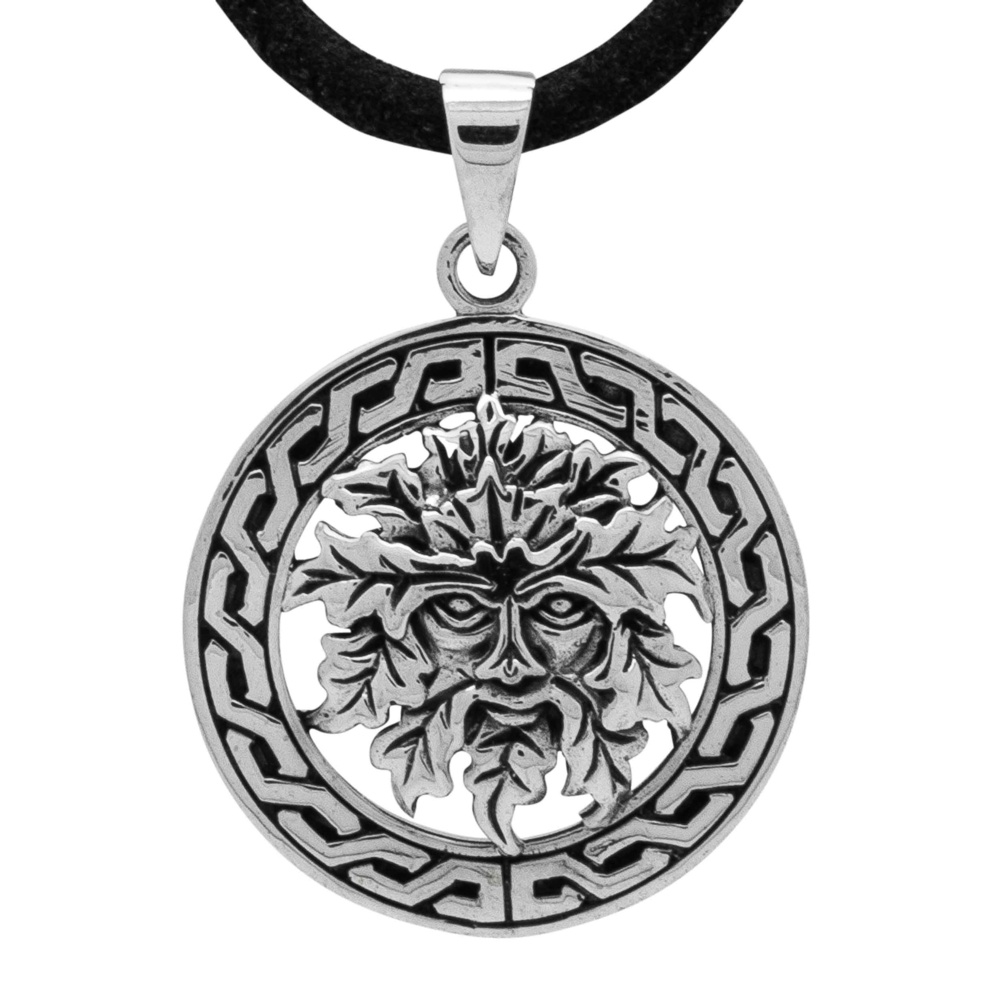 925 Celtic Silver Green Man Necklace 