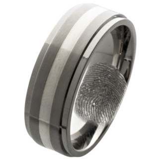 Titanium & Silver Ring with Secret Fingerprint