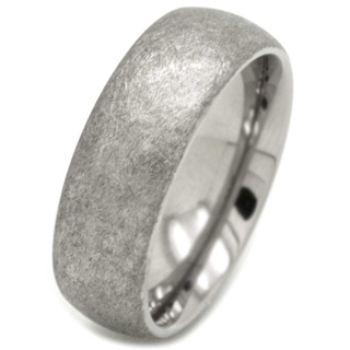 Dome Profile Wire Brushed Titanium Ring