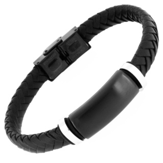 Black Synthetic Leather Bracelet