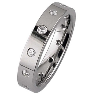 Polished Titanium Wedding Ring set with Twelve Diamonds 