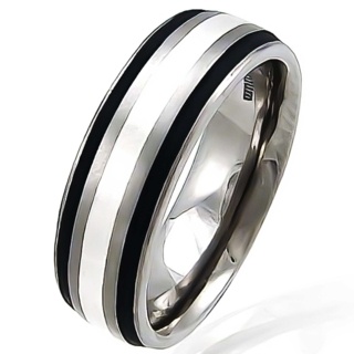 Division Titanium & Silver Ring