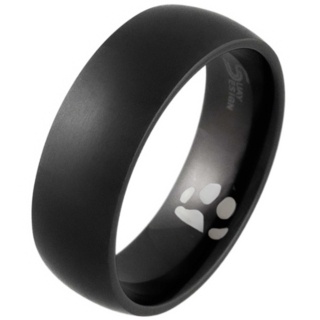 Black Titanium Ring with Secret Personalised Paw Print