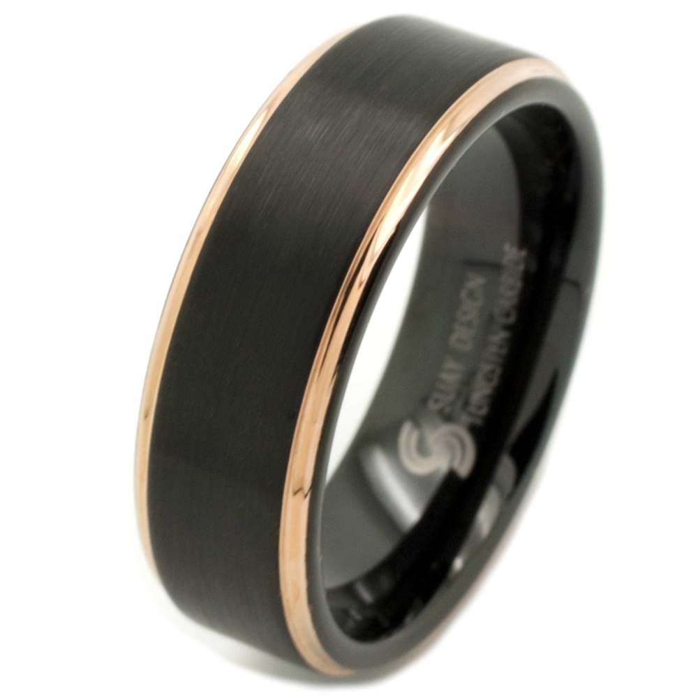 Black & Rose Gold Tungsten Ring | Tungsten Rings | Suay Design