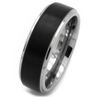 8mm Black and Polished Tungsten Carbide Ring