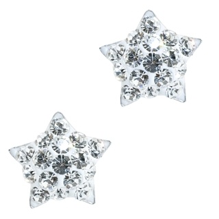 Silver Crystal Star Earrings