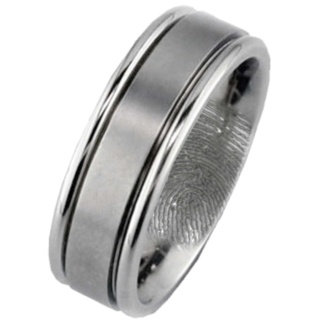 Dual Finish Titanium Ring with Secret Fingerprint