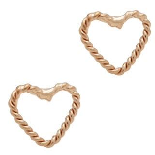 Braided Rose Gold Heart Stud Earrings