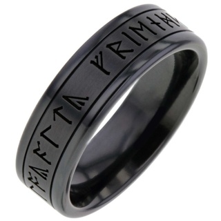 Black Zirconium Rune Ring