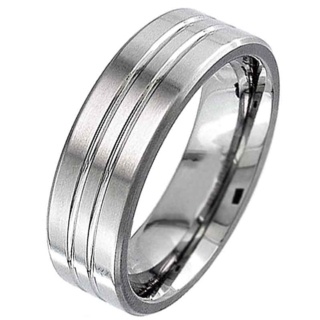 Flat Profile Titanium Ring with Twin Grooves