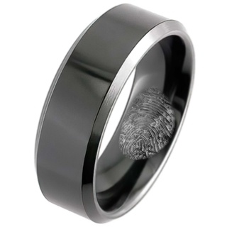 Fingerprint Zirconium Wedding Ring With Two-tone Finish