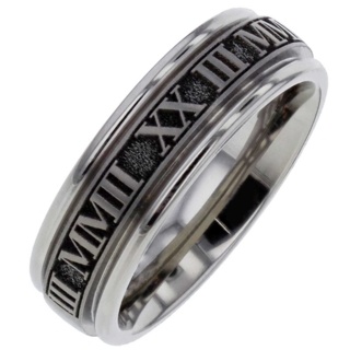 Personalised Roman Numeral Titanium Wedding Ring