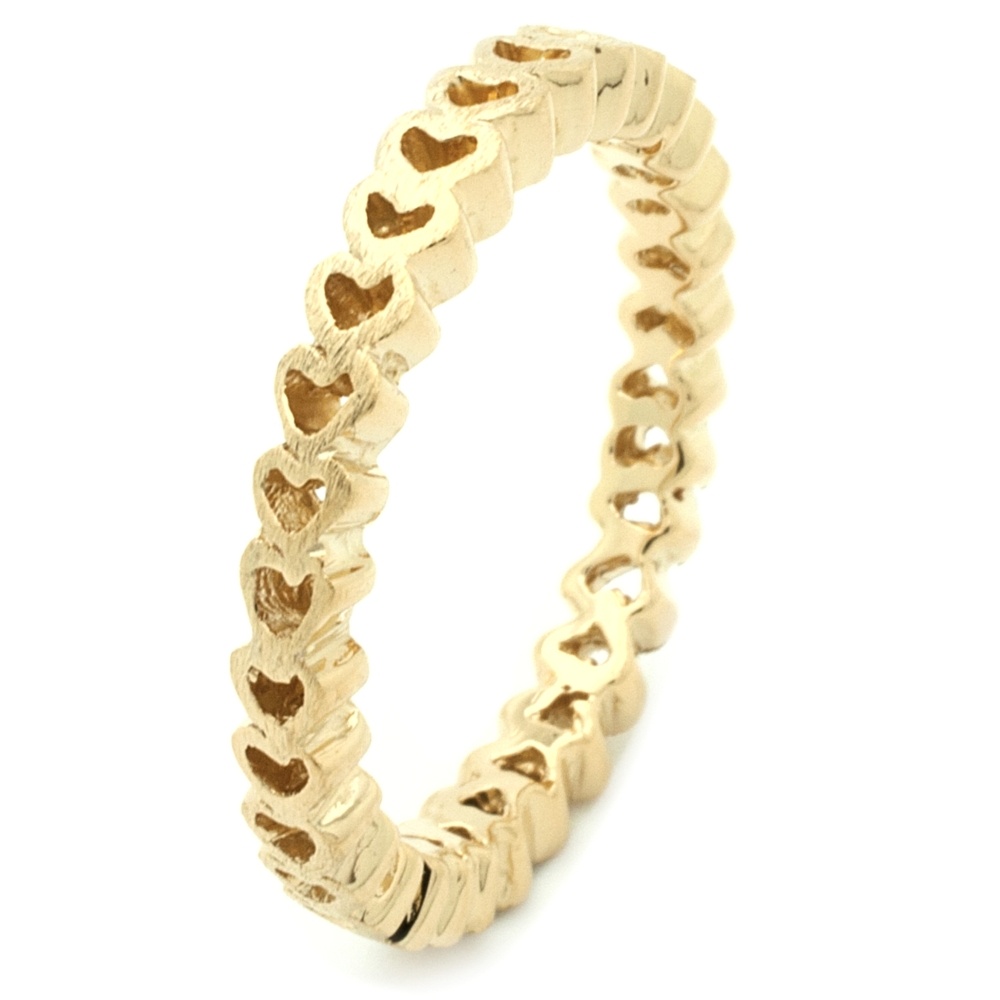 Cut Out Heart Gold Plated Silver Stacking Ring | Silver & Gold Rings ...