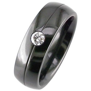 Dome Profile Black Zirconium Diamond Wedding Ring 
