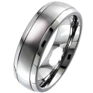 Dome Titanium Ring with a Two Tone Finish