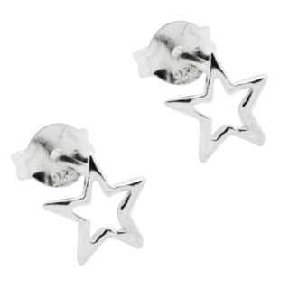 Cut out Silver Star Stud Earrings